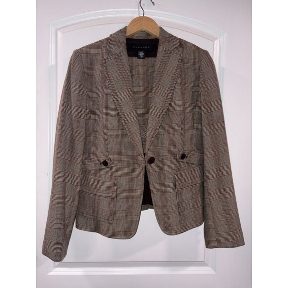 Women’s Business Suit Size 10 (Brown Plaid) Stunning Jacket/Skirt Fast Shipping! - Picture 1 of 7